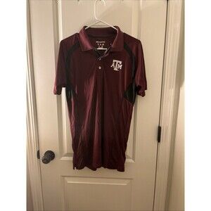 NWTChampion Texas A&M Aggies Activewear Polo Shirt Maroon Black Mens Size S